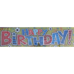 Football Happy Birthday Foil Banner